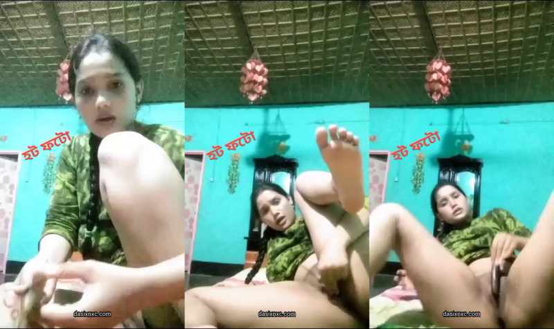 Desi horny girl insert brinjal inside pussy